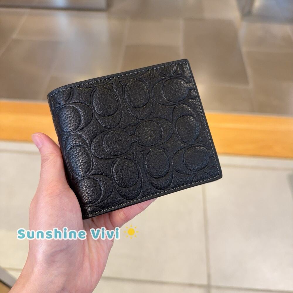 NWT Coach Men's 3-In-1 Wallet in Signature Leather Black CEU69